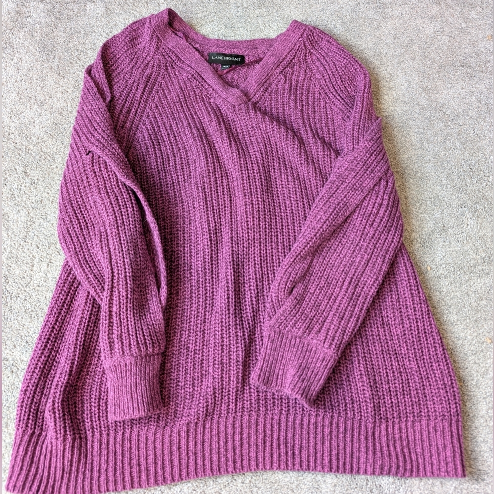 Lane Bryant V-Neck Sweater in Rich Purple